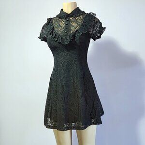Killstar Gothic Shes Laced Lace Dark Emerald Babydoll Dress Size Small
